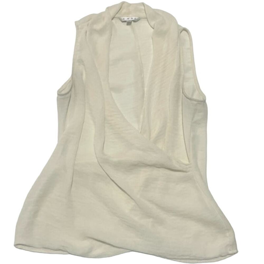CAbi Deep V Sleeveless Blouse Cream Size Medium